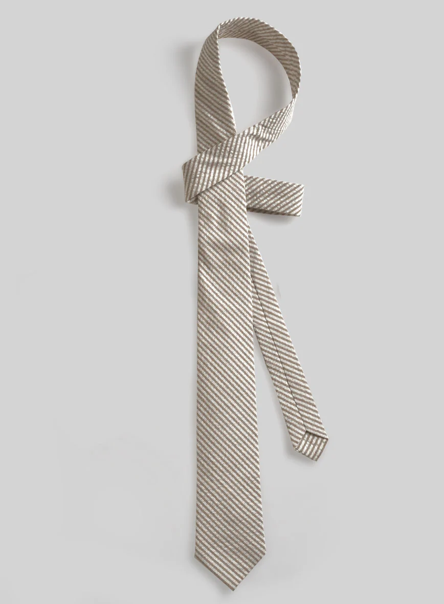 Tan Seersucker Tie - Image 2