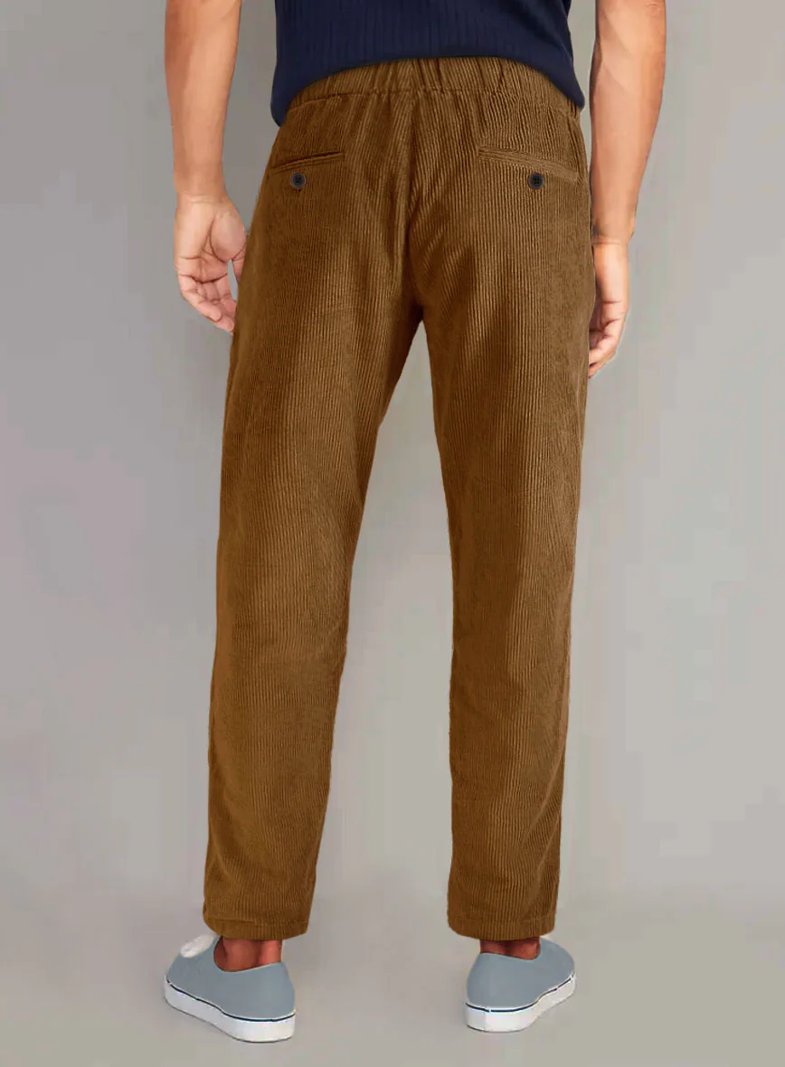 Tan Stretch Pin Corduroy Easy Pants - Image 3