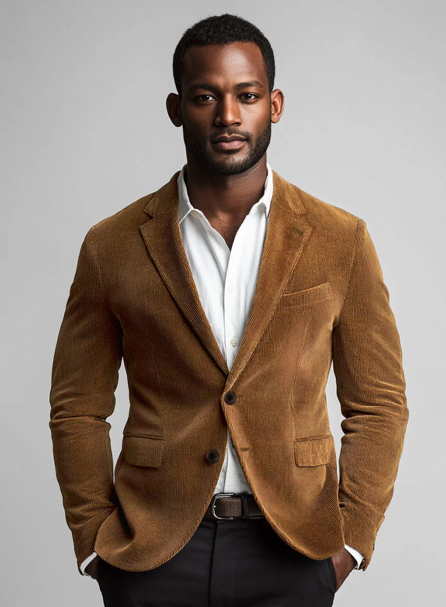 Tan Stretch Pin Corduroy Suit - Image 4
