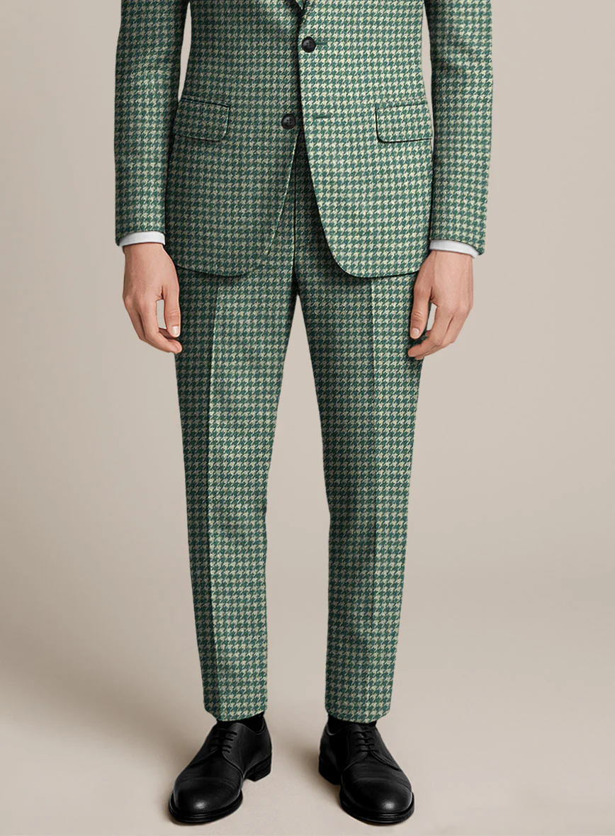Teal Green Houndstooth Tweed Pants - Image 2