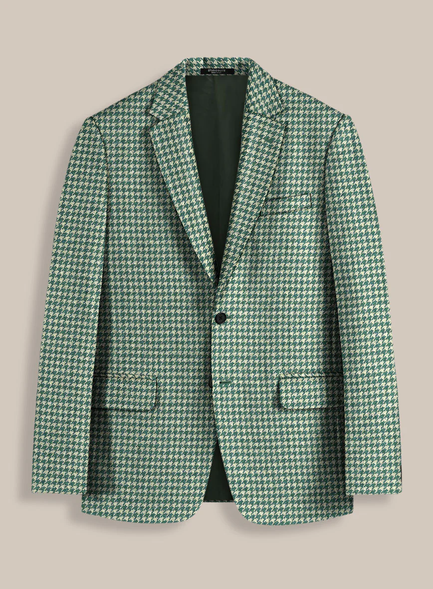 Teal Green Houndstooth Tweed Suit - Image 3
