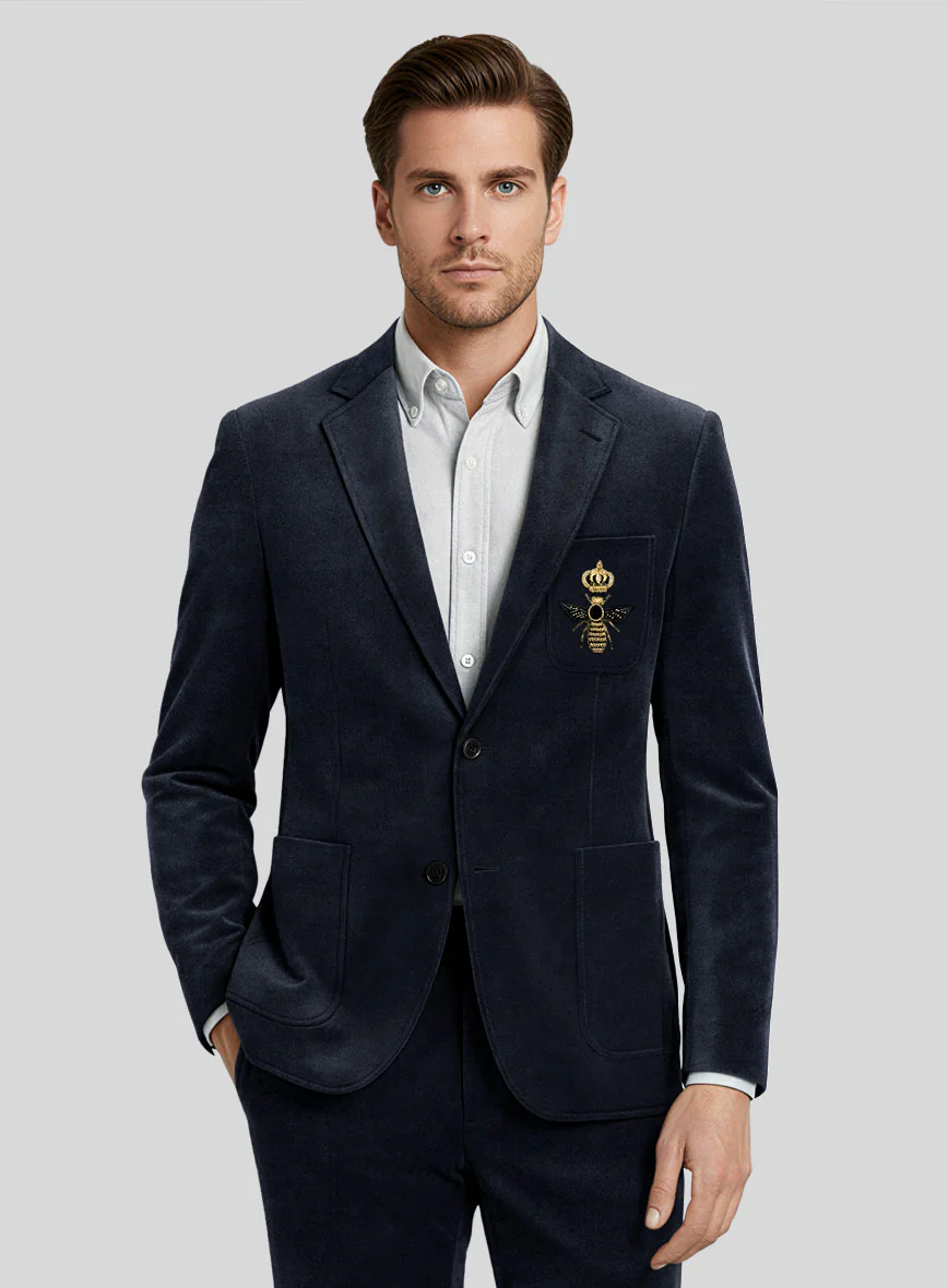 The Golden Bee Blue Velvet Jacket - Image 2
