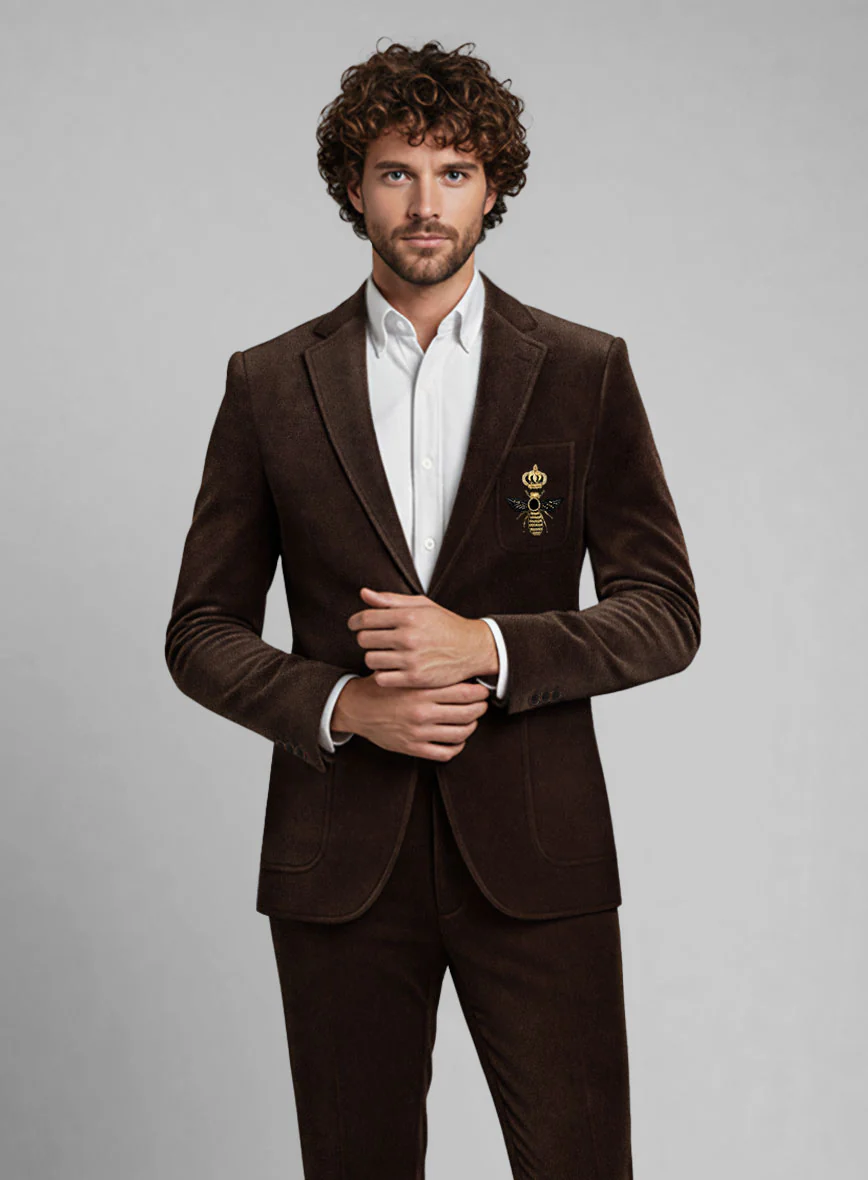 The Golden Bee Brown Velvet Jacket - Image 2