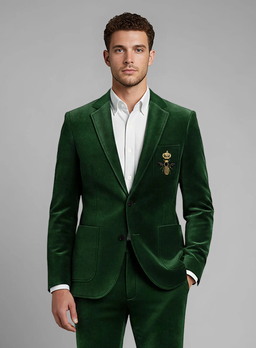 The Golden Bee Green Velvet Jacket - Image 2