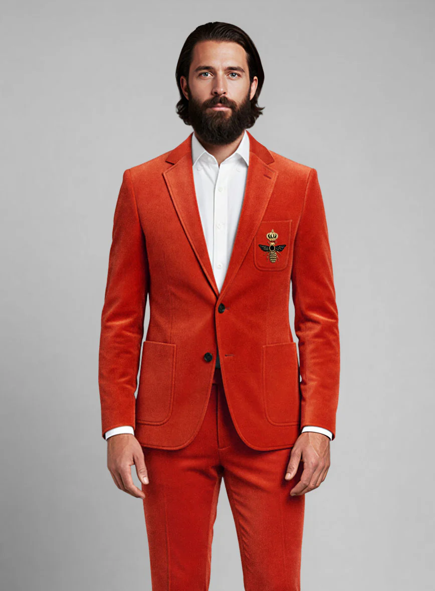 The Golden Bee Kingsman Orange Velvet Jacket - Image 2
