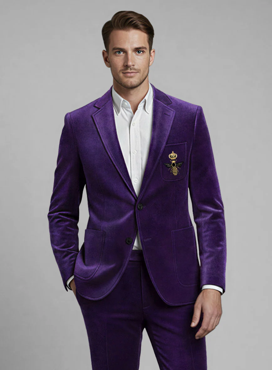The Golden Bee Purple Velvet Suit - Image 2