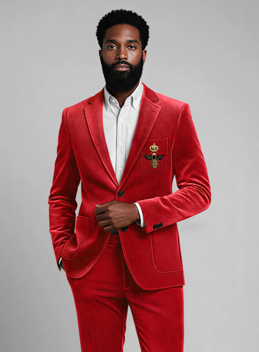 The Golden Bee Red Velvet Jacket - Image 2