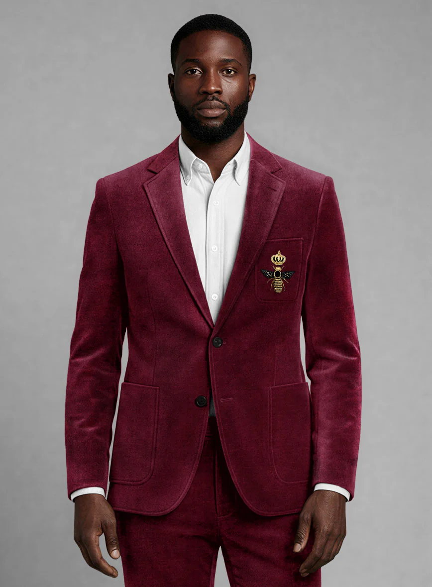 The Golden Bee Wine Velvet Jacket - Image 2