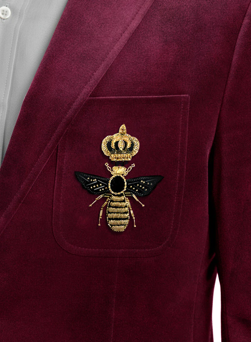 The Golden Bee Wine Velvet Jacket - Image 3