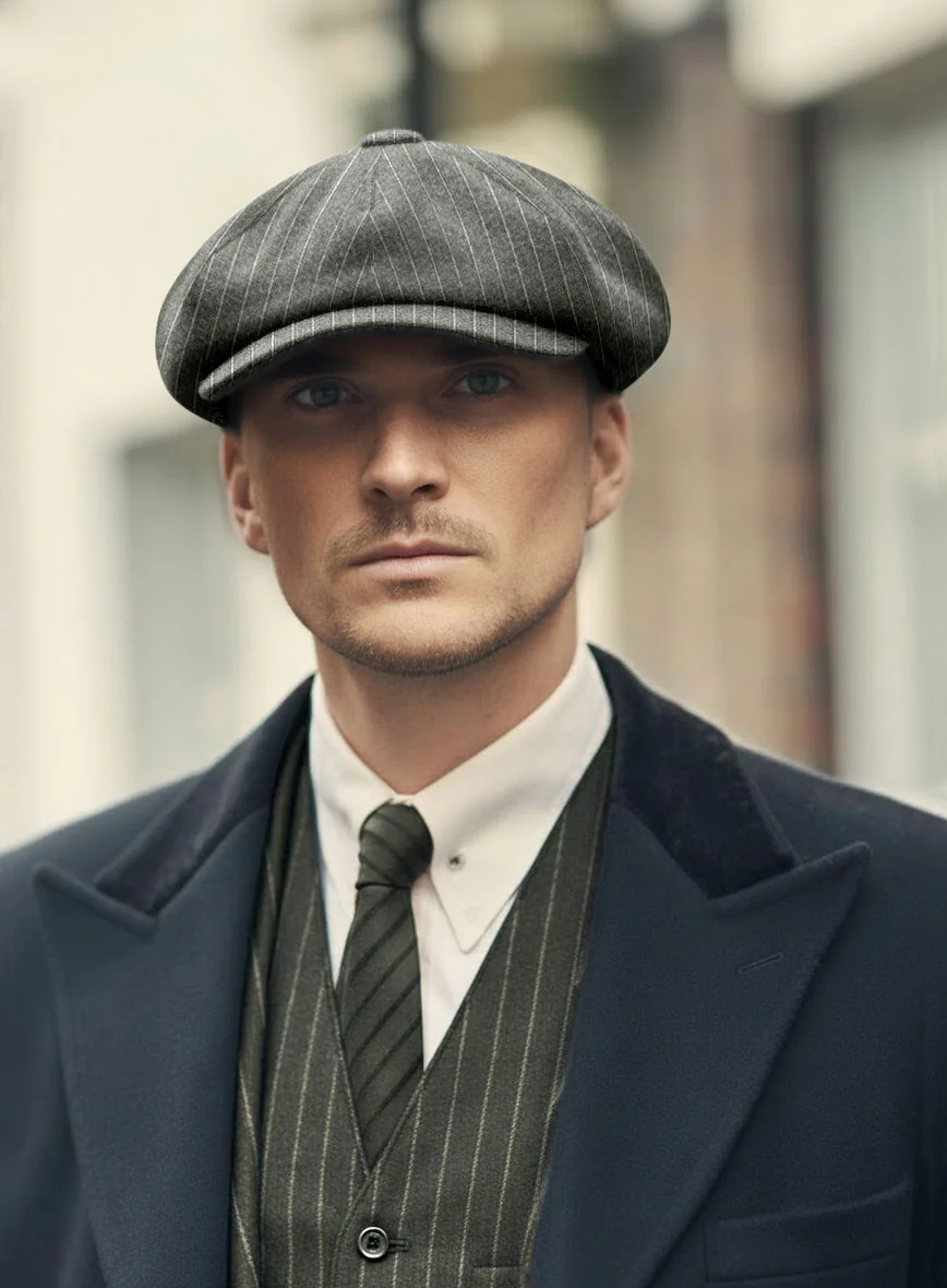 Thomas Shelby Peaky Blinders Olive Green Wool Newsboy Cap - Image 2
