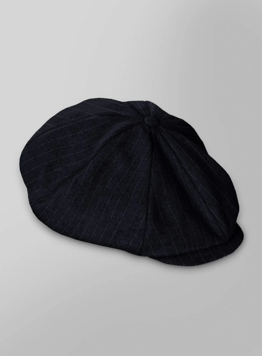 Thomas Shelby Peaky Blinders Stripe Blue Wool Newsboy Cap - Image 3