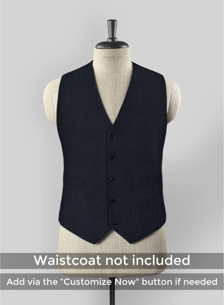 Thomas Shelby Peaky Blinders Stripe Blue Wool Suit - Image 3