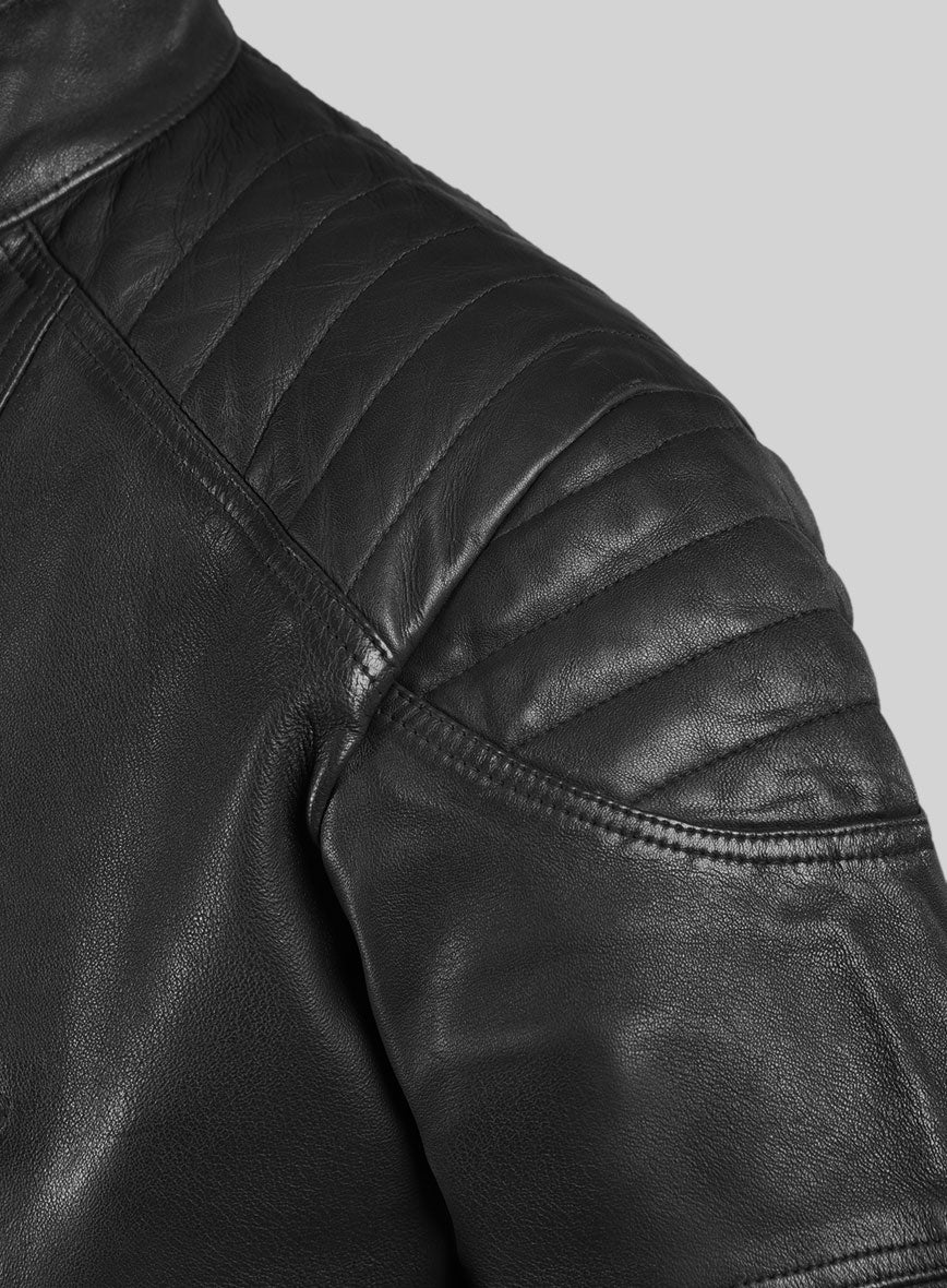 Thunderbolt Black Moto Leather Jacket - Image 3
