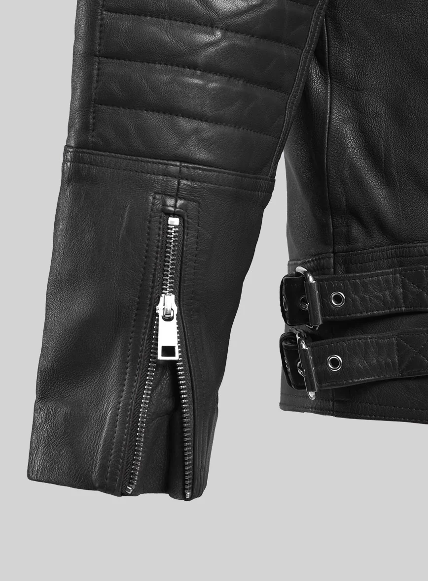 Thunderbolt Black Moto Leather Jacket - Image 4