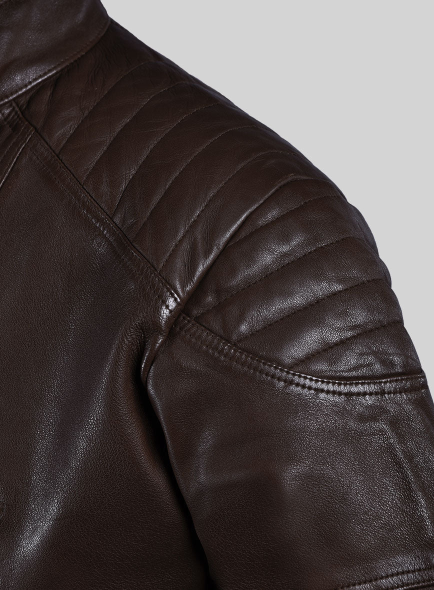 Thunderbolt Brown Moto Leather Jacket - Image 3