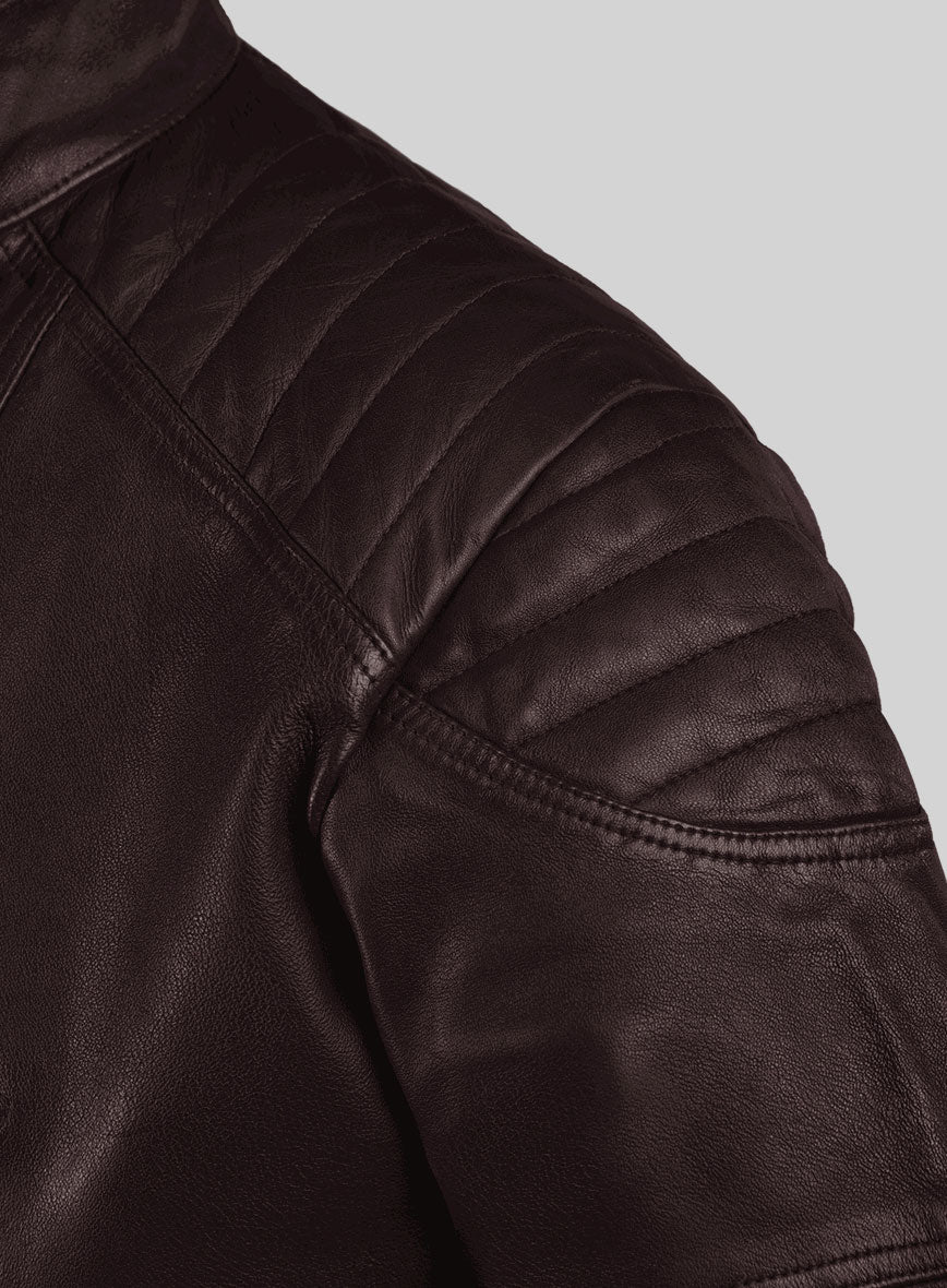Thunderbolt Burgundy Moto Leather Jacket - Image 3