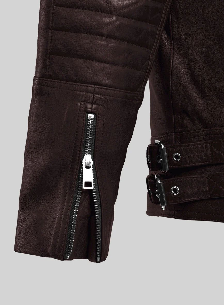Thunderbolt Burgundy Moto Leather Jacket - Image 4
