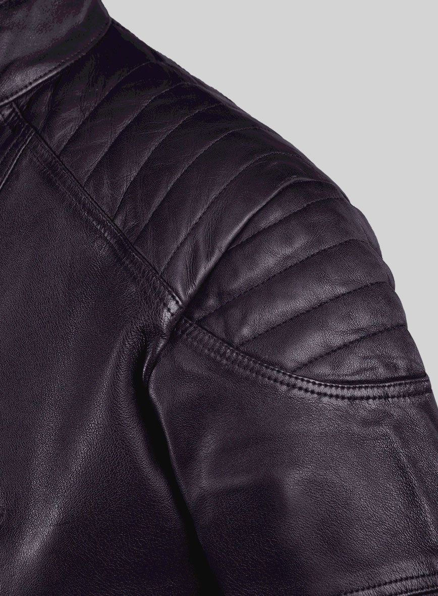 Thunderbolt Purple Moto Leather Jacket - Image 3