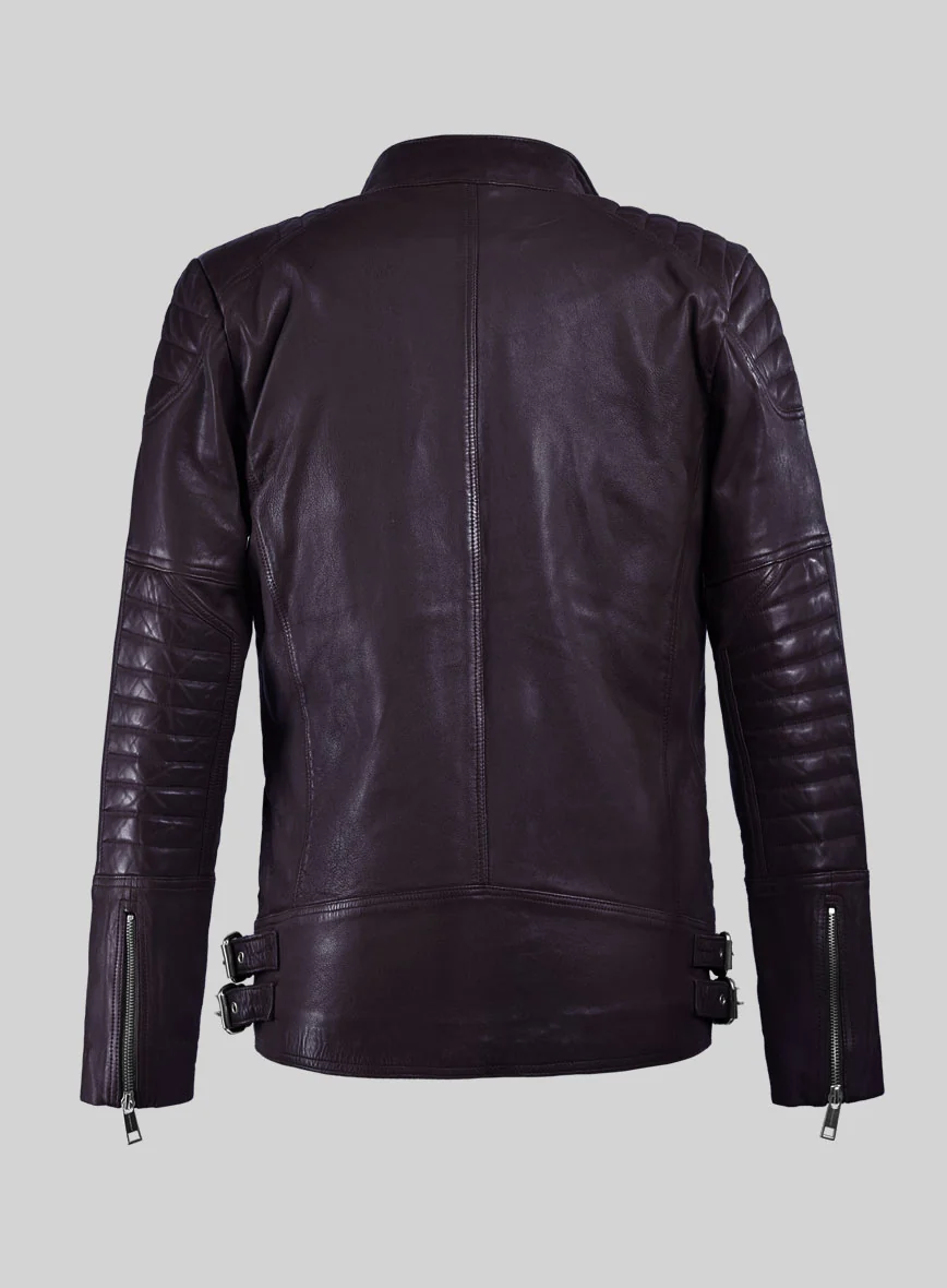 Thunderbolt Purple Moto Leather Jacket - Image 5
