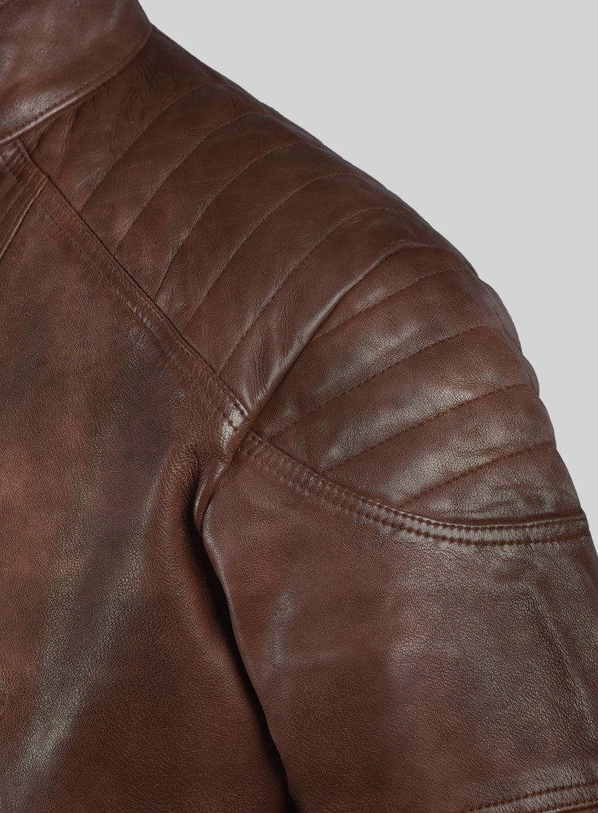 Thunderbolt Spanish Brown Moto Leather Jacket - Image 3
