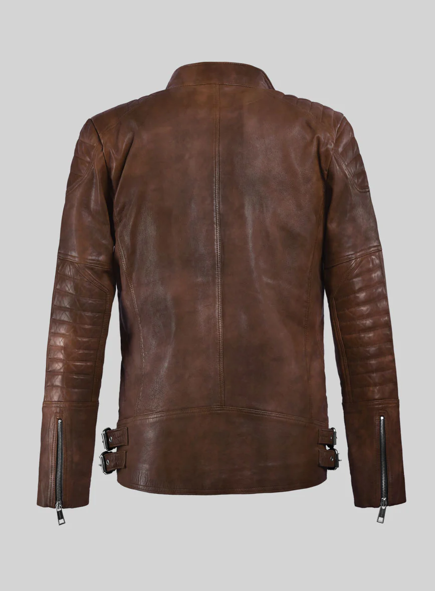 Thunderbolt Spanish Brown Moto Leather Jacket - Image 5