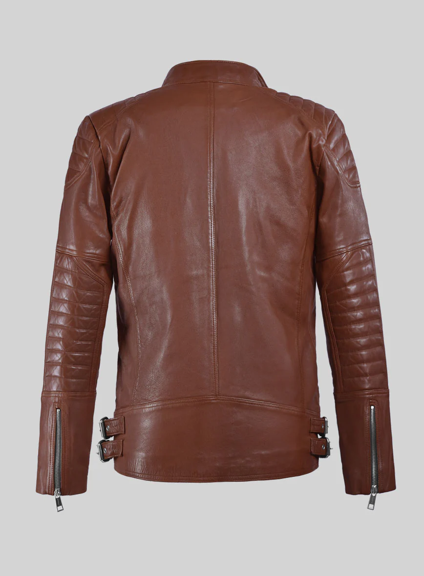 Thunderbolt Tan Moto Leather Jacket - Image 3