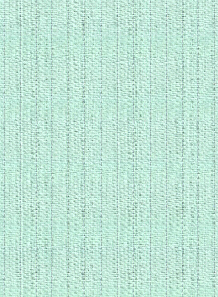 Tiffany Blue Stripe Linen Shirt - Image 3