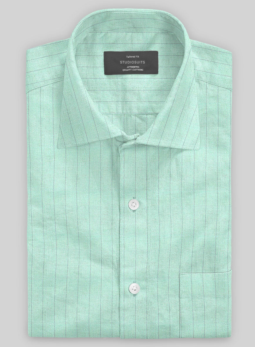 Tiffany Blue Stripe Linen Shirt - Image 2