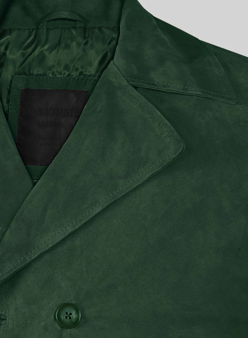 Timber Green Suede Leather Pea Coat - Image 4