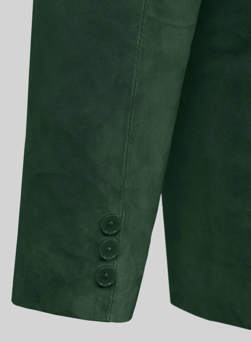 Timber Green Suede Leather Pea Coat - Image 5