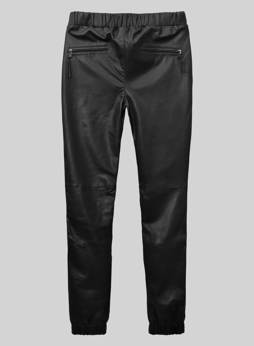 Traverse Black Leather Joggers - Image 3