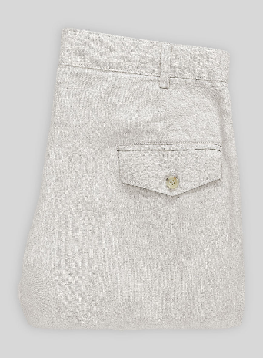 Tropical Beige Linen Cargo Pants - Image 3