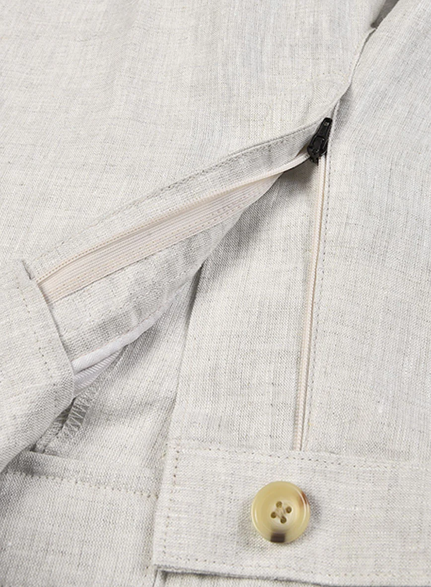 Tropical Beige Linen Cargo Pants - Image 4