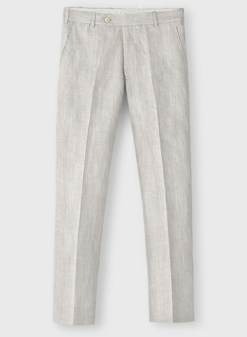 Tropical Beige Pure Linen Double Breasted Suit - Image 4