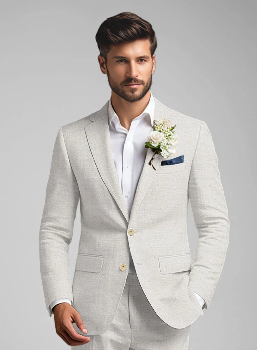 Tropical Beige Linen Jacket - Image 3