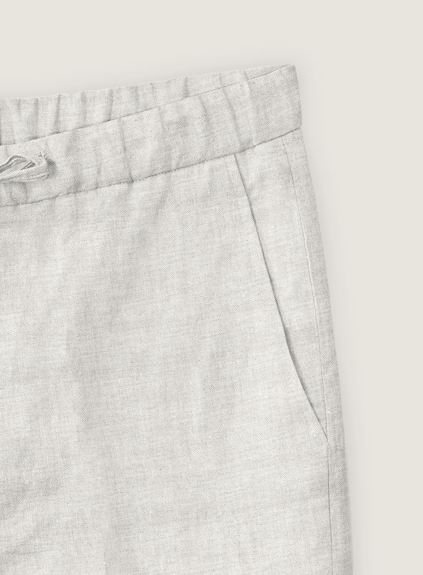 Tropical Beige Pure Linen Shorts - Image 3