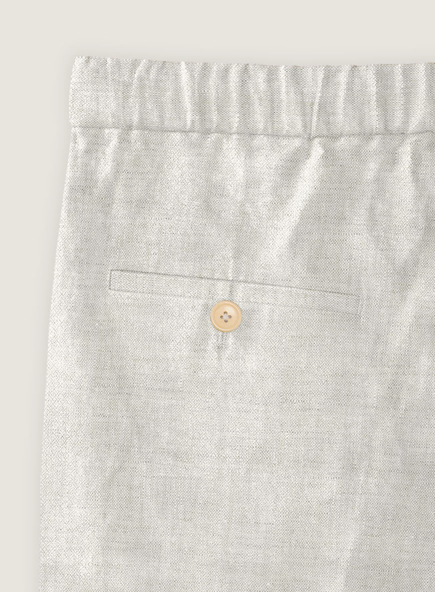 Tropical Beige Pure Linen Shorts - Image 4