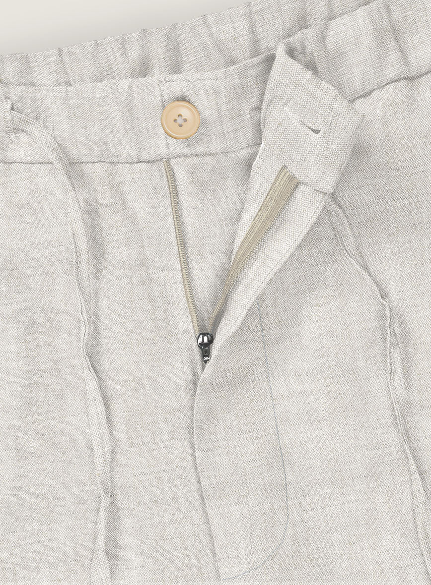 Tropical Beige Pure Linen Shorts - Image 5