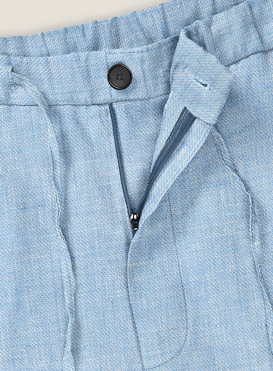 Tropical Blue Linen Shorts - Image 3