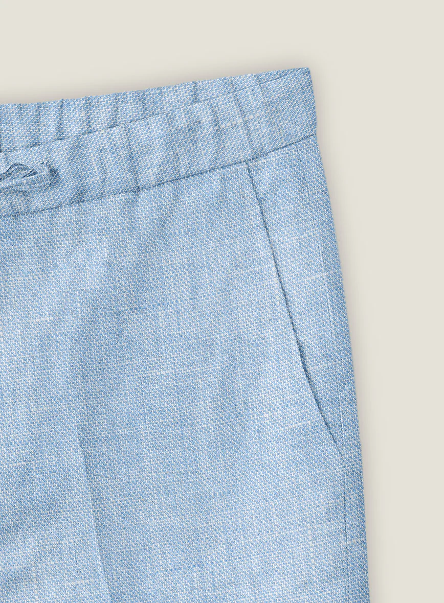 Tropical Blue Linen Shorts - Image 4