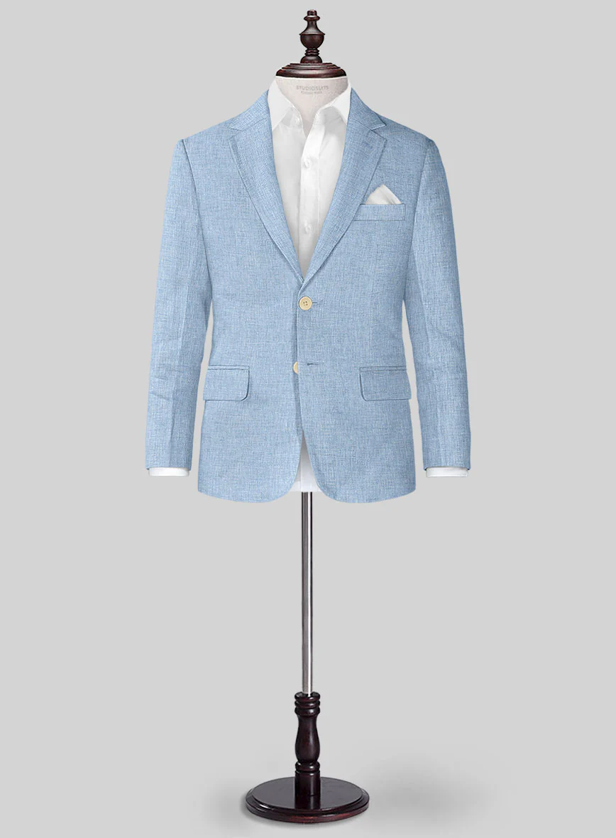 Tropical Blue Linen Boys Suit - Image 3