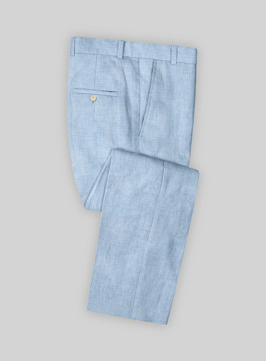 Tropical Blue Linen Pants - Image 2