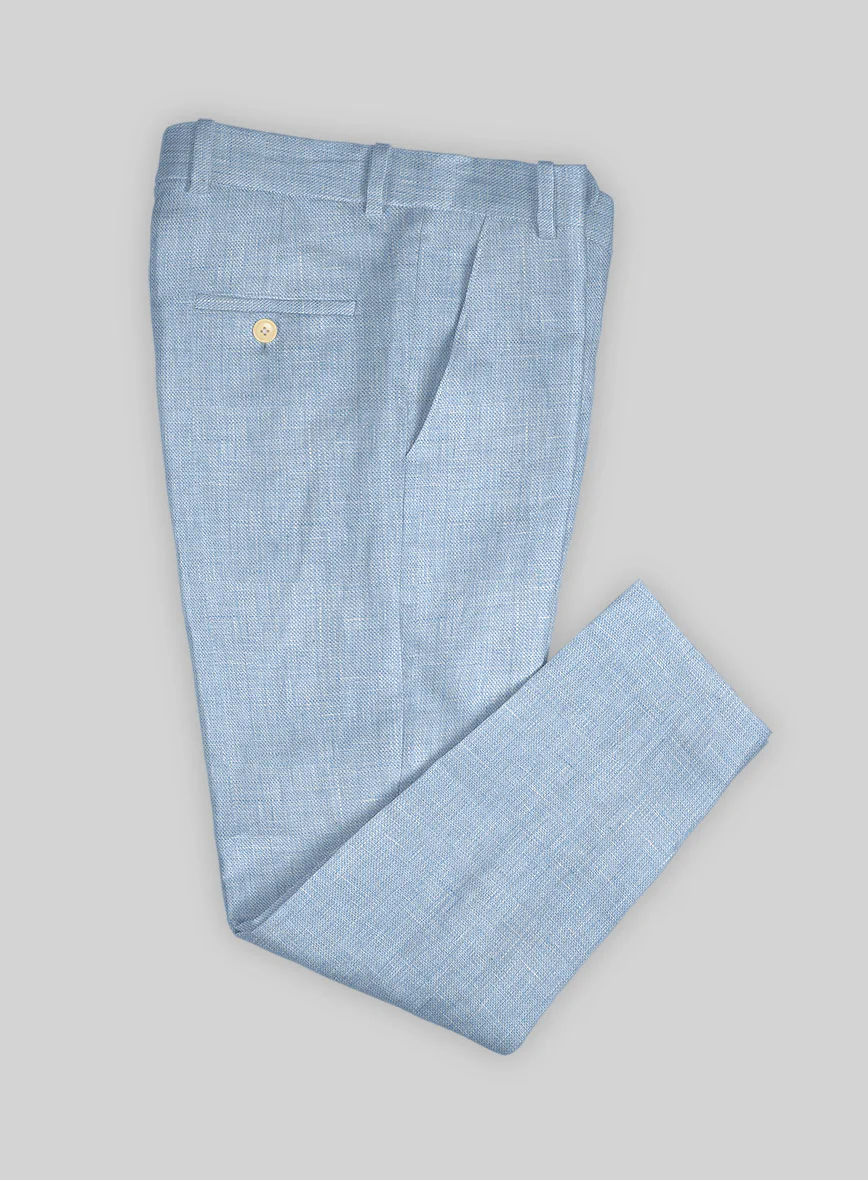 Tropical Blue Linen Pants - Image 3