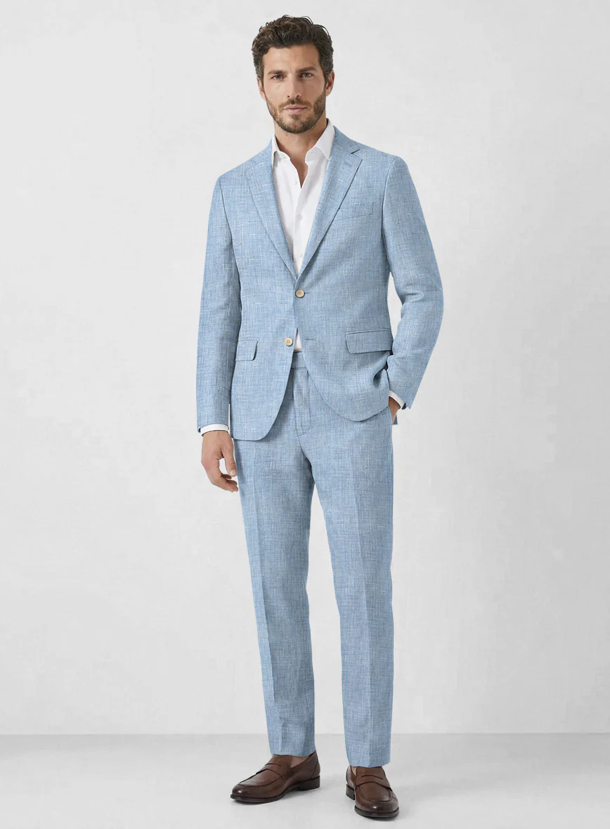 Tropical Blue Linen Suit