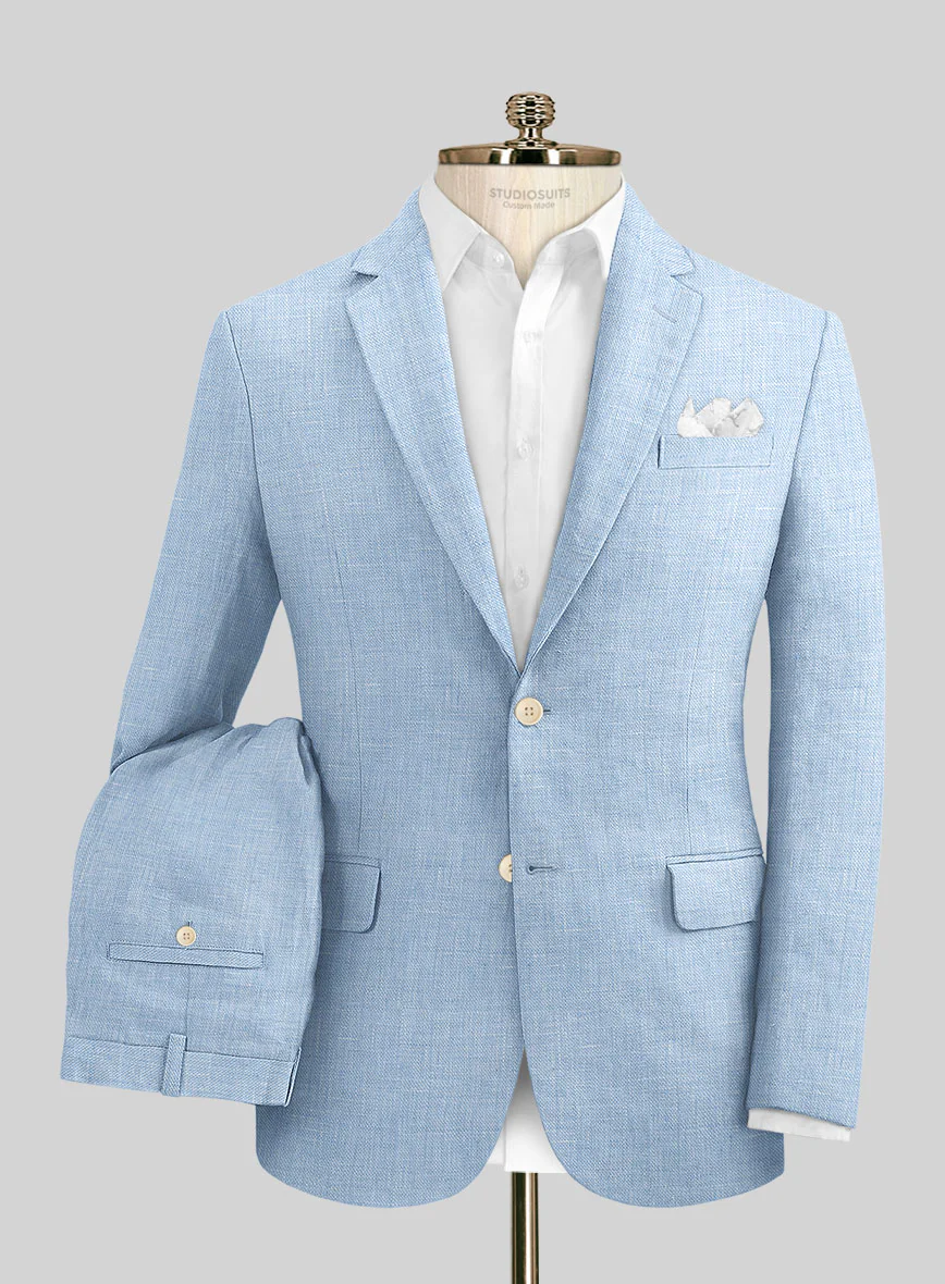Tropical Blue Linen Suit - Image 2