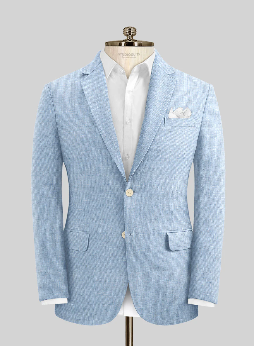 Tropical Blue Linen Suit - Image 3