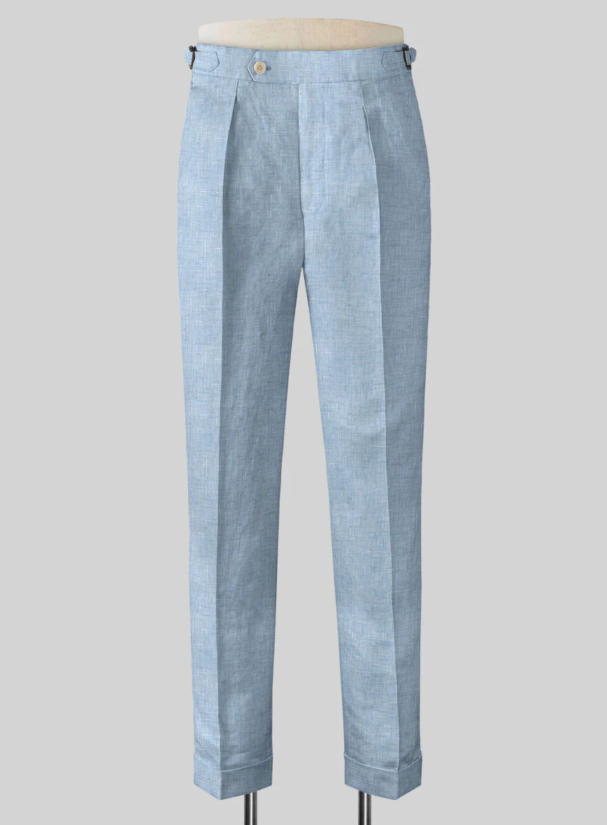 Tropical Blue Double-Breasted Linen Suit - Image 5