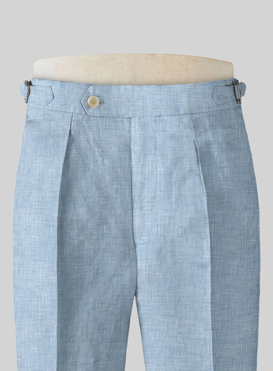 Tropical Blue Double-Breasted Linen Suit - Image 7