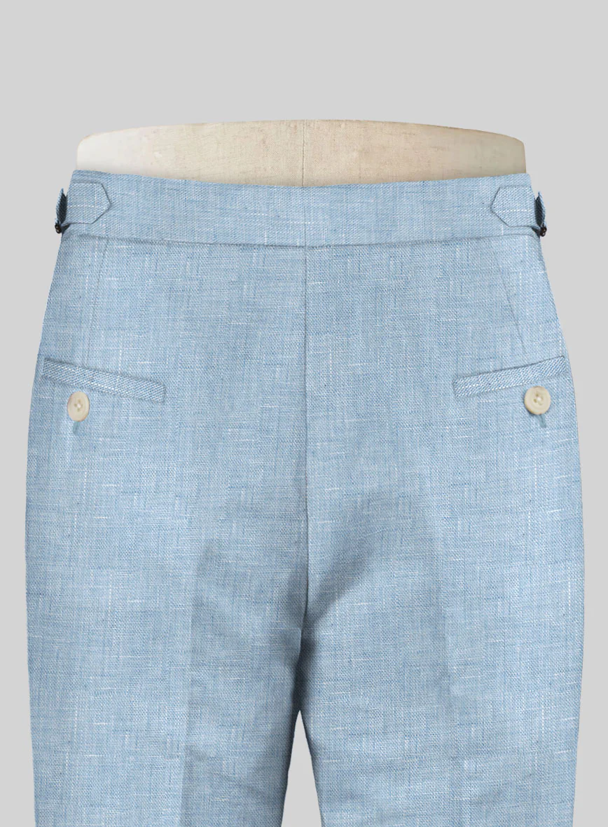 Tropical Blue Double-Breasted Linen Suit - Image 8