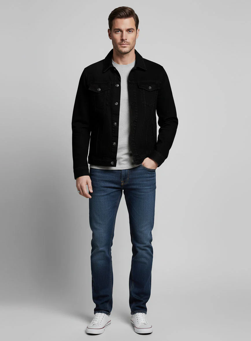 Trucker Black Denim Jacket - Image 7